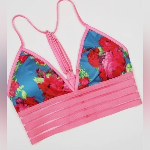 FLUORESCENT Floral Swim Suit, Size Large Top with Size Small Bottom - Picture 7 of 15